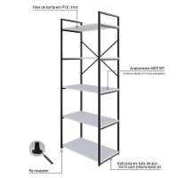 Estante C/05 Prateleiras 152x60x33cm Yon Branco Tx/est.preta Branco Tx/est.preta - 3