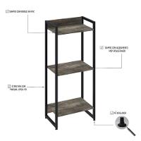 Estante Dynamica 45x30x104cm C/03 Prateleiras Carvalho Dark / Est.preta Carvalho Dark / Est.preta - 3