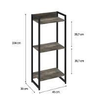 Estante Dynamica 45x30x104cm C/03 Prateleiras Carvalho Dark / Est.preta Carvalho Dark / Est.preta - 5