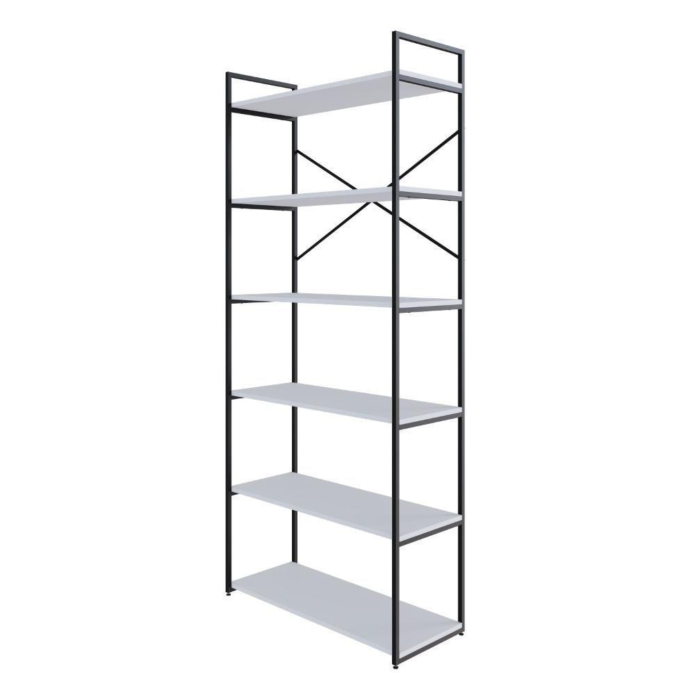 Estante Alta C/06 Prateleiras 185x80x33cm Yon Branco Tx/est.preta Branco Tx/est.preta - 1