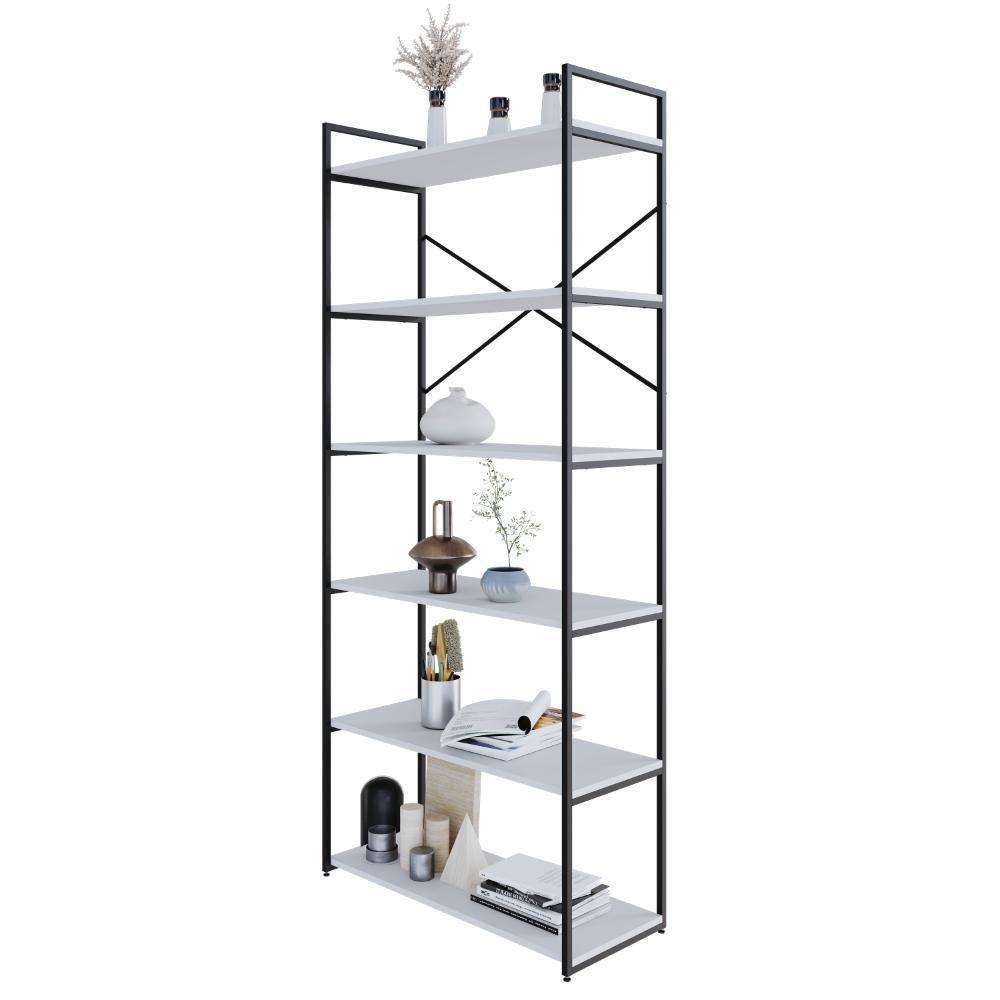 Estante Alta C/06 Prateleiras 185x80x33cm Yon Branco Tx/est.preta Branco Tx/est.preta - 4