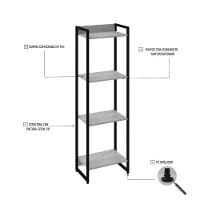 Estante Dynamica 45x30x146cm C/04 Prateleiras Snow / Est.preta Snow / Est.preta - 3