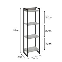 Estante Dynamica 45x30x146cm C/04 Prateleiras Snow / Est.preta Snow / Est.preta - 5
