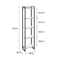 Estante Dynamica 45x30x187cm C/05 Prateleiras Snow / Est.preta Snow / Est.preta - 5