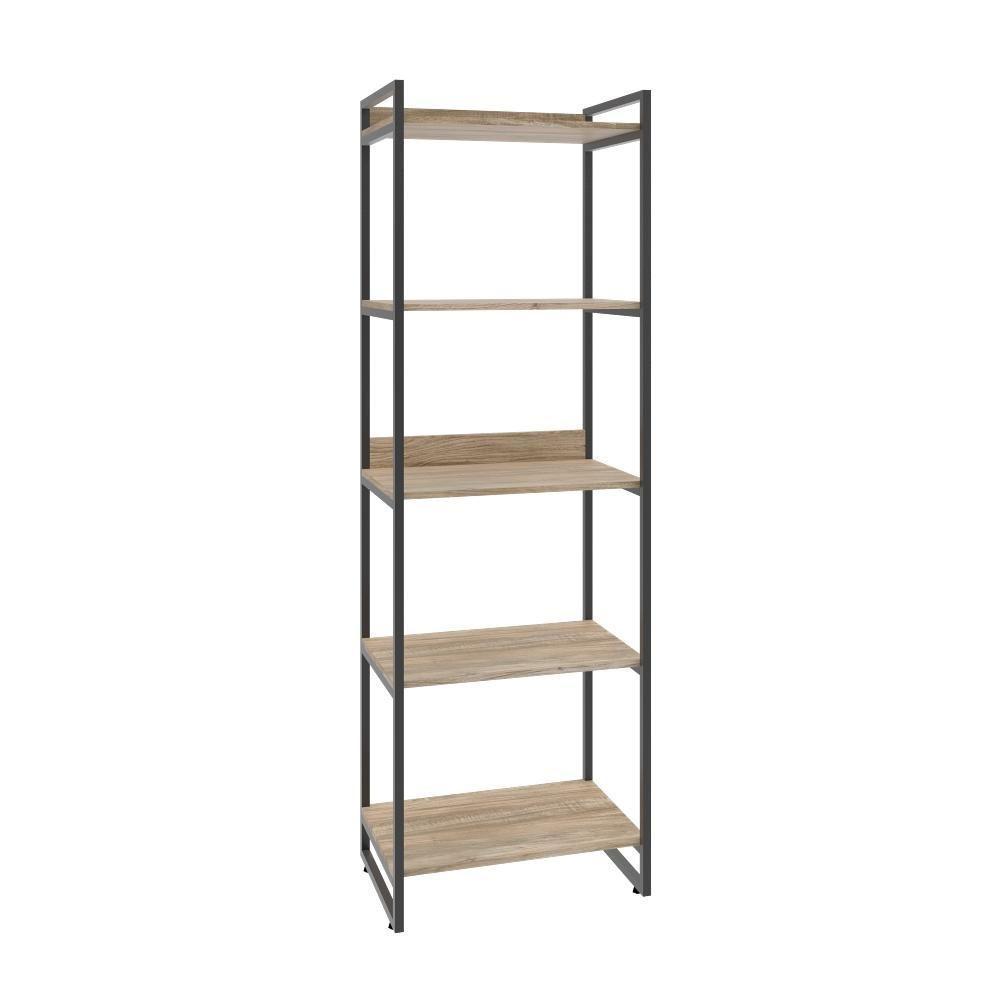 Estante Kuadra 60x40x187cm C/05 Prateleiras Carvalho / Est.preta Carvalho / Est.preta - 1