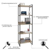 Estante Kuadra 60x40x187cm C/05 Prateleiras Carvalho / Est.preta Carvalho / Est.preta