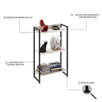 Estante Dynamica 60x30x104cm C/03 Prateleiras Snow / Est.preta Snow / Est.preta