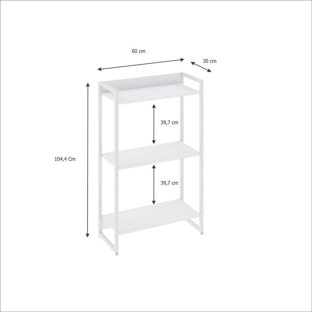 Estante Dynamica 60x30x104cm C/03 Prateleiras Branco Chess / Est.branca Branco Chess / Est.branca - 5