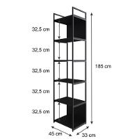 Estante Alta C/06 Prateleiras 185x45x33cm C/fundo Yon Preto Tx/est.preta Preto Tx/est.preta