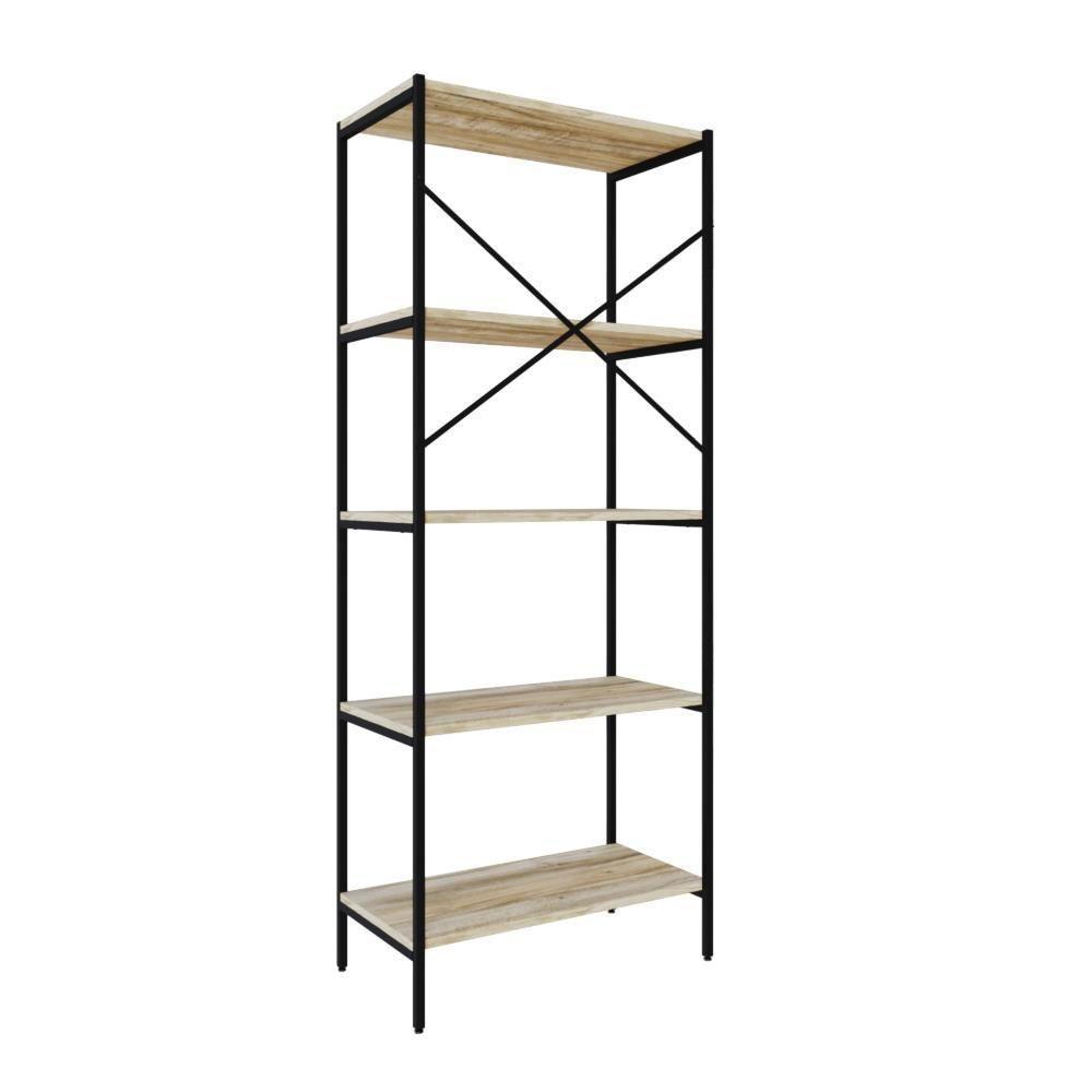 Estante C/05 Prateleiras 152x60x33cm Tub Tueh1565 Carvalho - Est.preta Carvalho / Est.preta - 6