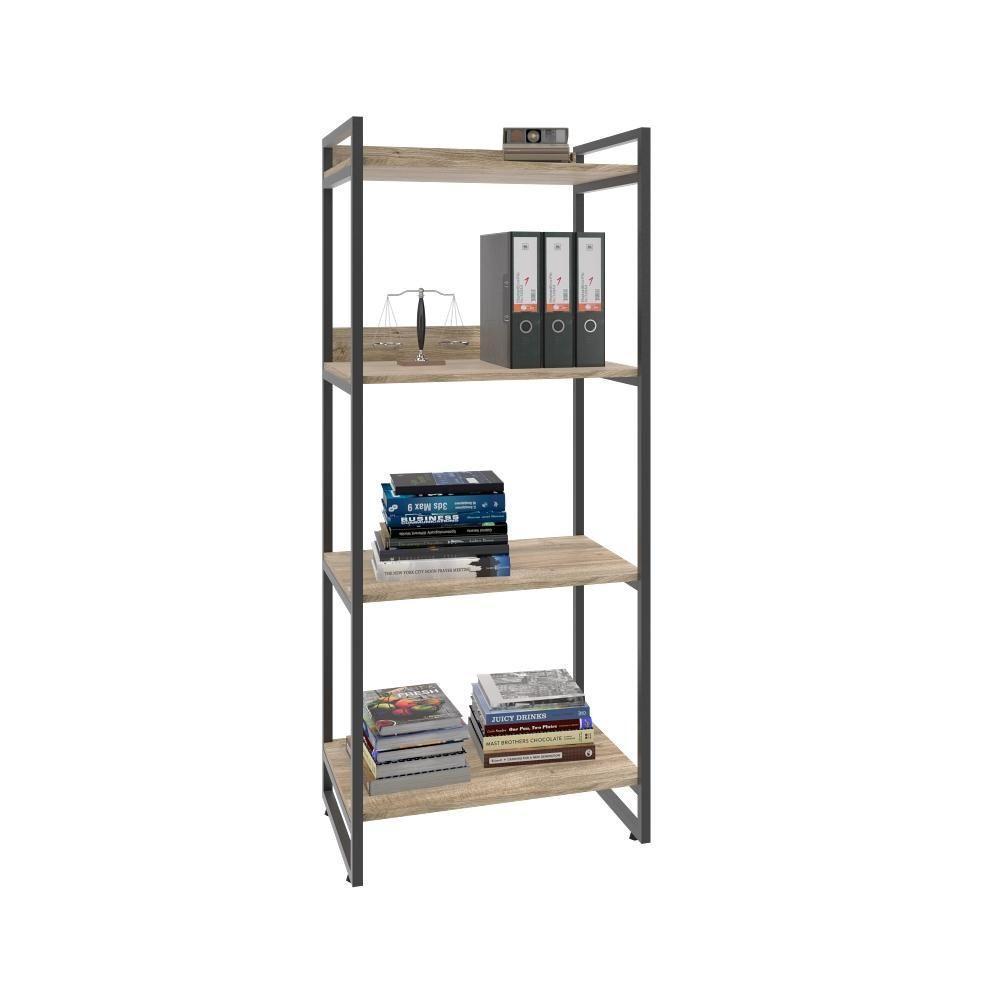 Estante Kuadra 60x40x146cm C/04 Prateleiras Carvalho / Est.preta Carvalho / Est.preta - 5