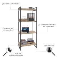 Estante Kuadra 60x40x146cm C/04 Prateleiras Carvalho / Est.preta Carvalho / Est.preta