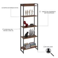 Estante Dynamica 60x30x187cm C/05 Prateleiras Nogal / Est.preta Nogal / Est.preta