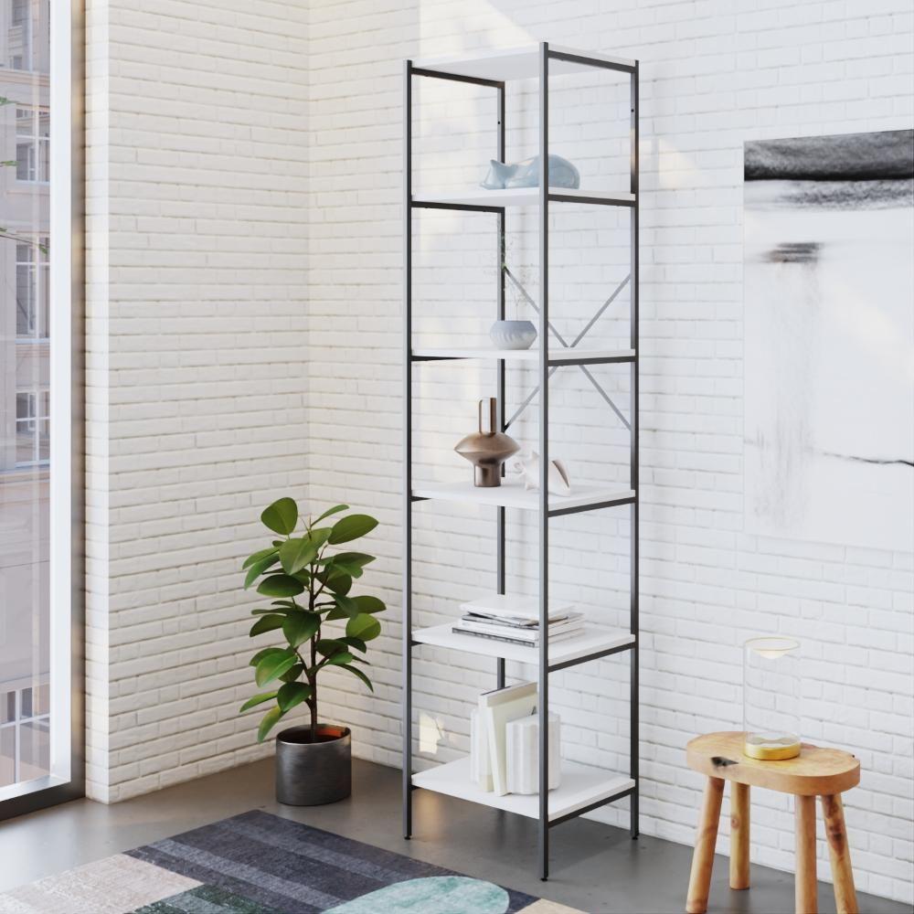 Estante C/06 Prateleiras 186x45x33cm Tub Tueh1846 Branco Chess - Est.preta Branco Chess / Est.preta - 2