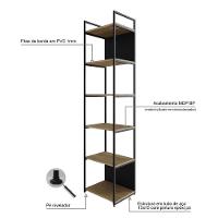 Estante Alta C/06 Prateleiras 185x45x33cm C/fundo Yon Vermont Oak/est.preta Vermont Oak/est.preta - 3