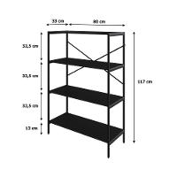 Estante C/04 Prateleiras 118x80x33cm Tub Tueh1184 Preto ônix - Est.preta Preto ônix / Est.preta - 7