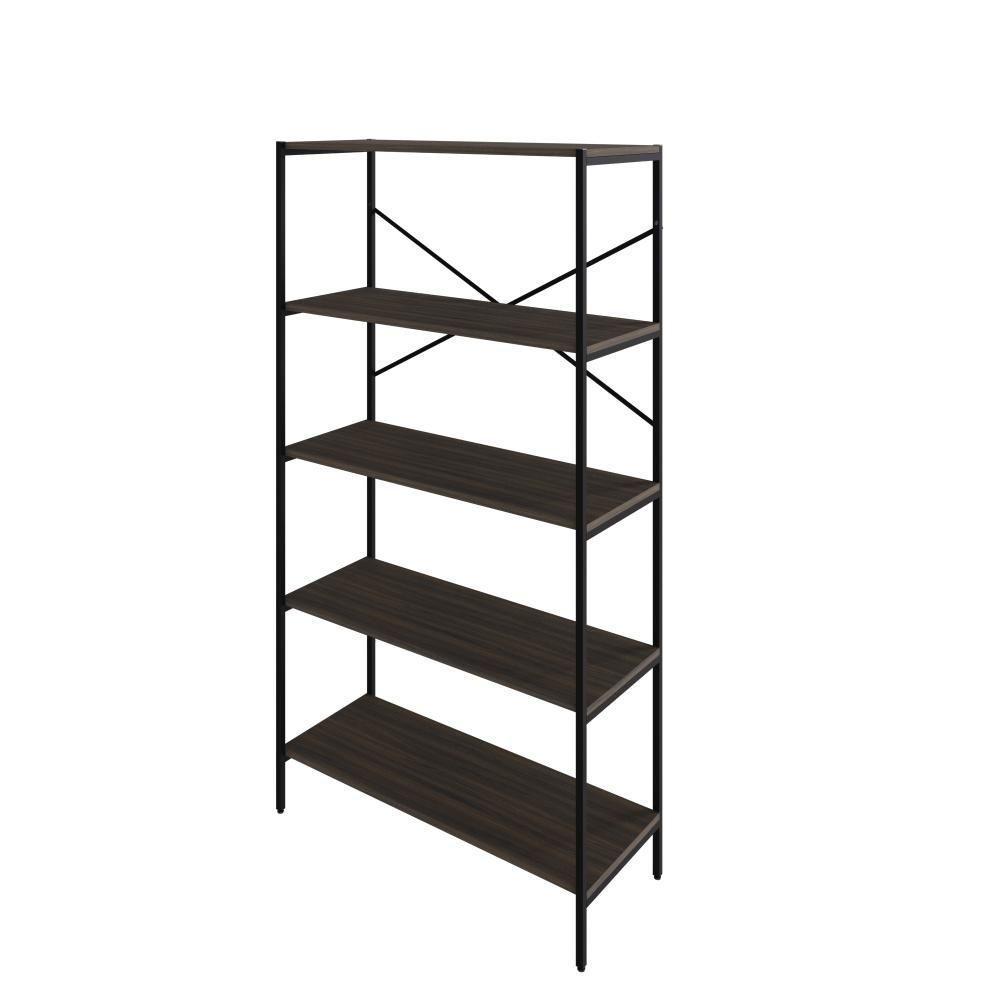 Estante C/05 Prateleiras 152x80x33cm Tub Tueh1585 Nogal - Est.preta Nogal / Est.preta - 1