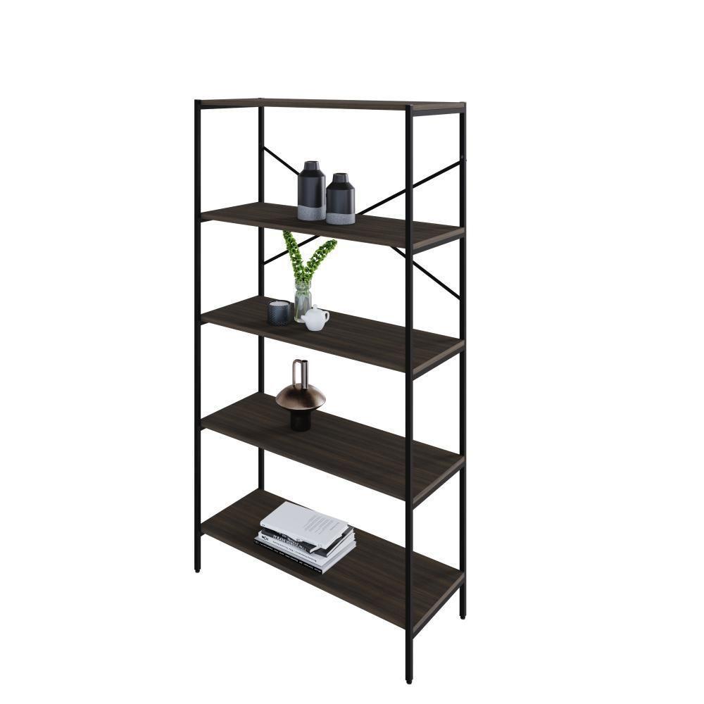 Estante C/05 Prateleiras 152x80x33cm Tub Tueh1585 Nogal - Est.preta Nogal / Est.preta - 5