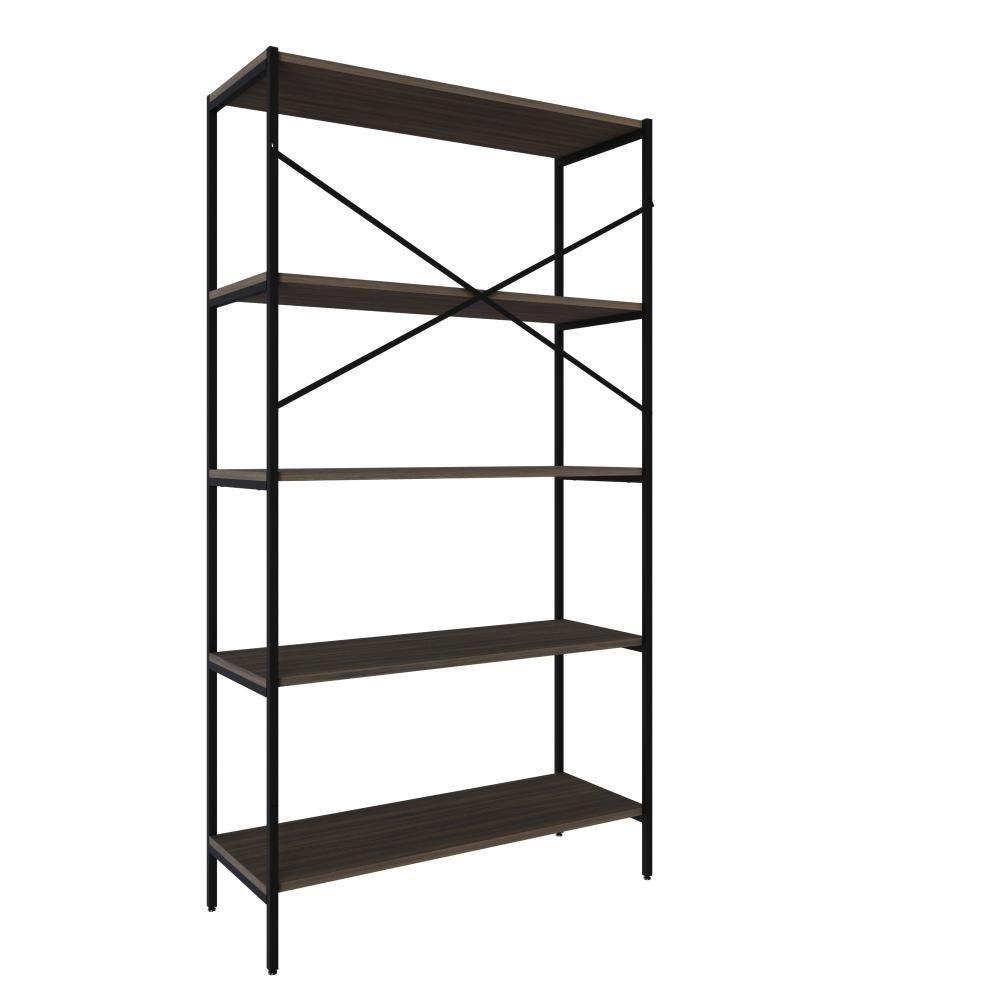 Estante C/05 Prateleiras 152x80x33cm Tub Tueh1585 Nogal - Est.preta Nogal / Est.preta - 6