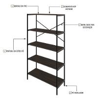 Estante C/05 Prateleiras 152x80x33cm Tub Tueh1585 Nogal - Est.preta Nogal / Est.preta - 3