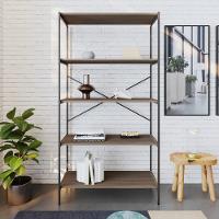 Estante C/05 Prateleiras 152x80x33cm Tub Tueh1585 Nogal - Est.preta Nogal / Est.preta