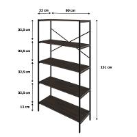 Estante C/05 Prateleiras 152x80x33cm Tub Tueh1585 Nogal - Est.preta Nogal / Est.preta - 7