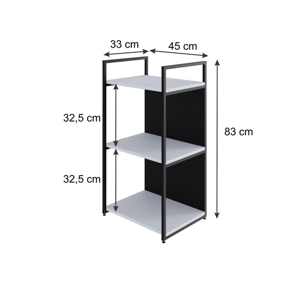 Estante C/03 Prateleiras 84x45x33cm C/fundo Yon Branco Tx/est.preta Branco Tx/est.preta - 5