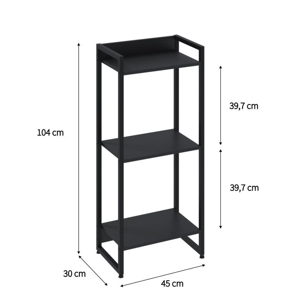 Estante Dynamica 45x30x104cm C/03 Prateleiras Preto ônix / Est.preta Preto ônix / Est.preta - 5