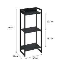 Estante Dynamica 45x30x104cm C/03 Prateleiras Preto ônix / Est.preta Preto ônix / Est.preta - 5