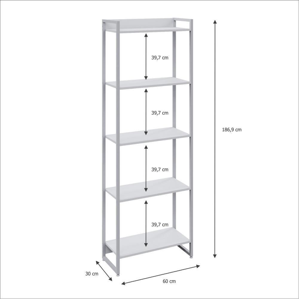 Estante Dynamica 60x30x187cm C/05 Prateleiras Branco Chess / Est.branca Branco Chess / Est.branca - 5