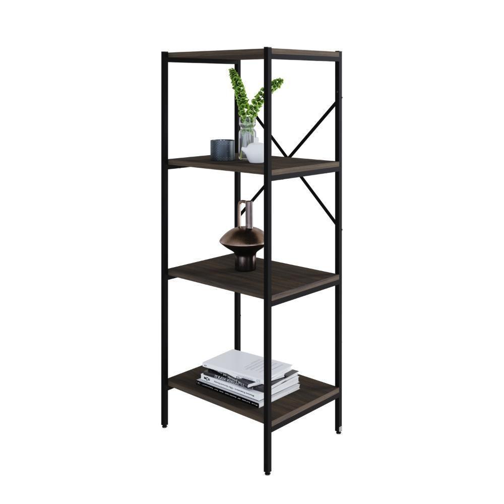 Estante C/04 Prateleiras 118x45x33cm Tub Tueh1144 Nogal - Est.preta Nogal / Est.preta - 5