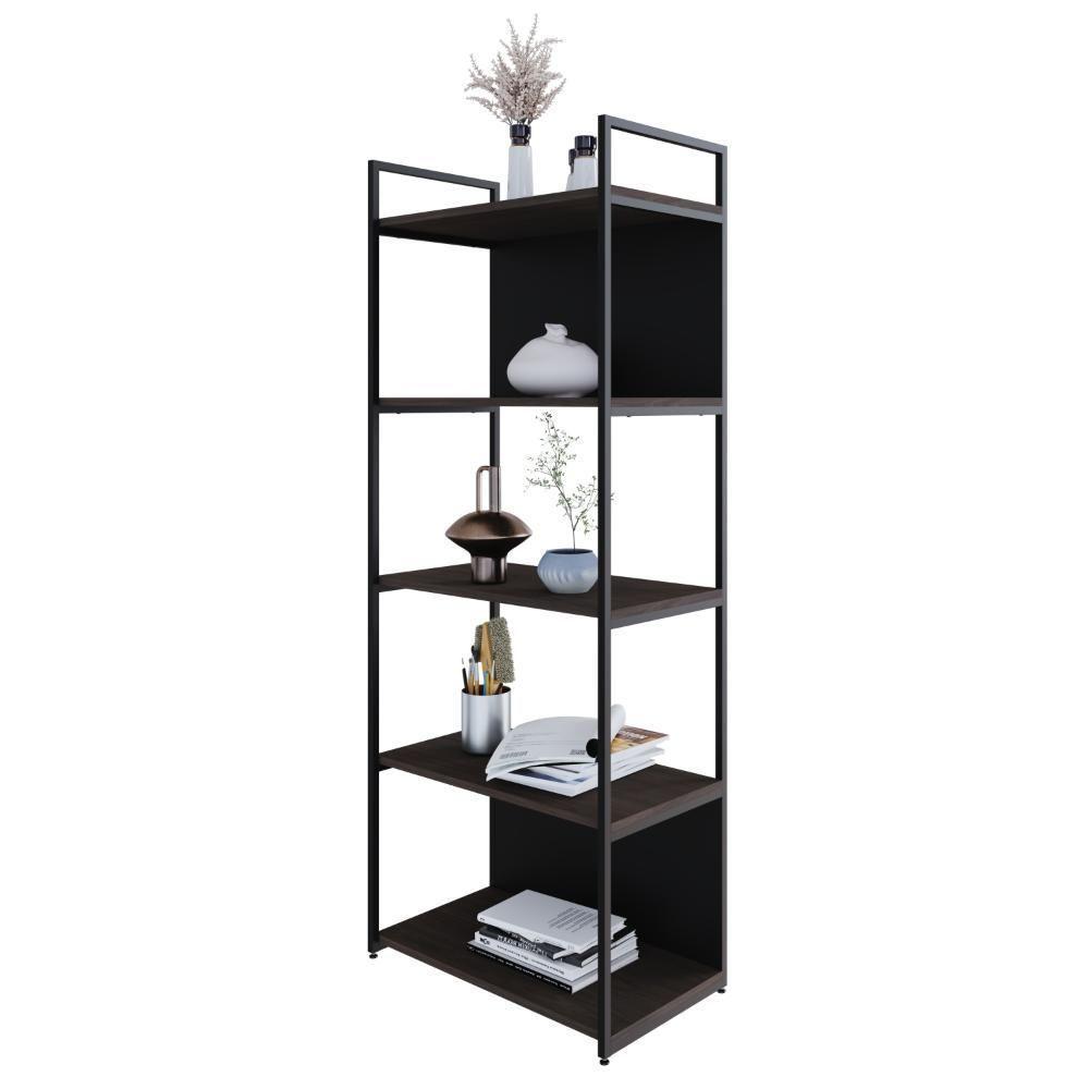 Estante C/05 Prateleiras 152x60x33cm C/fundo Yon Terracota/est.preta Terracota/est.preta - 4