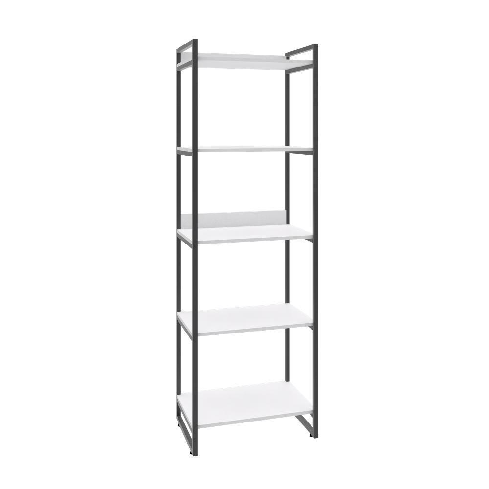 Estante Kuadra 60x40x187cm C/05 Prateleiras Branco Chess / Est.preta Branco Chess / Est.preta - 1