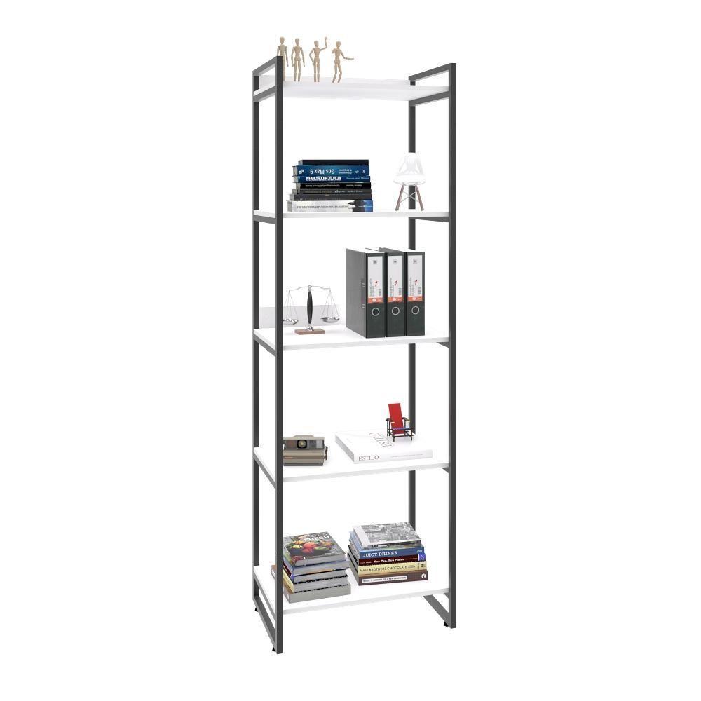 Estante Kuadra 60x40x187cm C/05 Prateleiras Branco Chess / Est.preta Branco Chess / Est.preta - 5