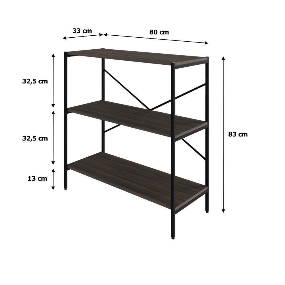 Estante C/03 Prateleiras 84x80x33cm Tub Tueh883 Nogal - Est.preta Nogal / Est.preta - 7