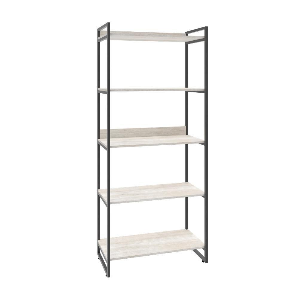 Estante Kuadra 80x40x187cm C/05 Prateleiras Snow / Est.preta Snow / Est.preta - 1
