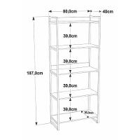 Estante Kuadra 80x40x187cm C/05 Prateleiras Snow / Est.preta Snow / Est.preta - 2