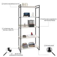 Estante Kuadra 80x40x187cm C/05 Prateleiras Snow / Est.preta Snow / Est.preta