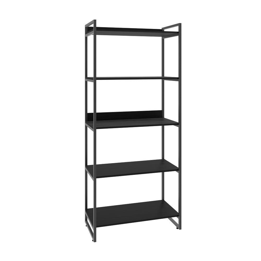 Estante Kuadra 80x40x187cm C/05 Prateleiras Preto ônix / Est.preta Preto ônix / Est.preta - 1