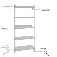 Estante Kuadra 80x40x187cm C/05 Prateleiras Branco Chess / Est.branca Branco Chess / Est.branca - 3