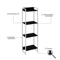 Estante Dynamica 45x30x146cm C/04 Prateleiras Preto ônix / Est.branca Preto ônix / Est.branca - 3