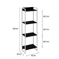 Estante Dynamica 45x30x146cm C/04 Prateleiras Preto ônix / Est.branca Preto ônix / Est.branca - 5