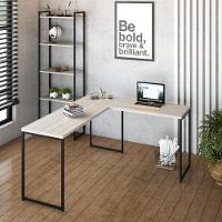 Mesa Em L Dynamica Diretor 150x140x75cm Snow Estrutura preta