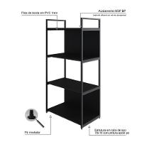 Estante C/04 Prateleiras 118x60x33cm C/fundo Yon Preto Tx/est.preta Preto Tx/est.preta - 3
