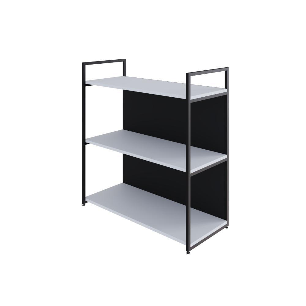 Estante C/03 Prateleiras 84x80x33cm C/fundo Yon Branco Tx/est.preta Branco Tx/est.preta - 1