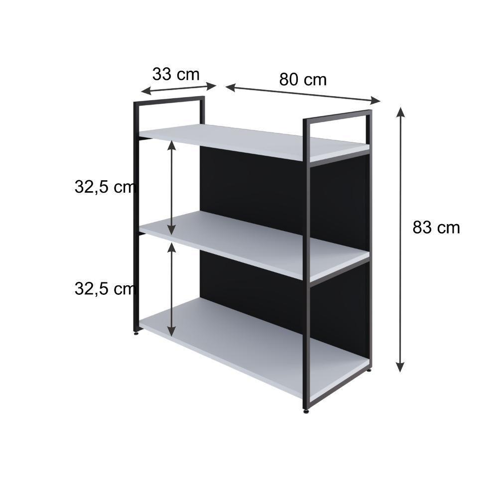 Estante C/03 Prateleiras 84x80x33cm C/fundo Yon Branco Tx/est.preta Branco Tx/est.preta - 5