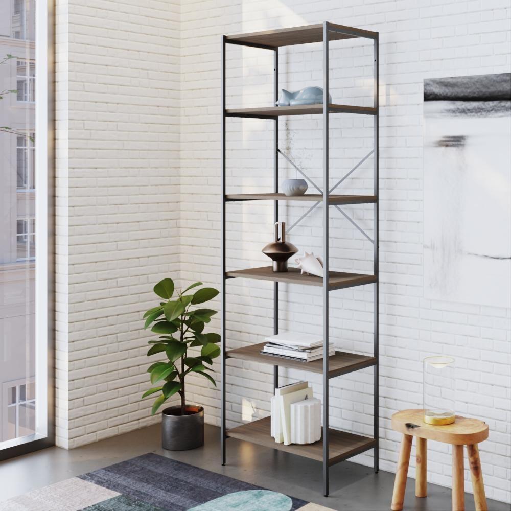 Estante C/06 Prateleiras 186x60x33cm Tub Tueh1866 Nogal - Est.preta Nogal / Est.preta - 4