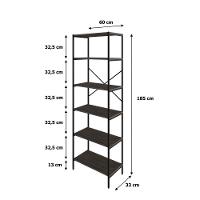 Estante C/06 Prateleiras 186x60x33cm Tub Tueh1866 Nogal - Est.preta Nogal / Est.preta - 6