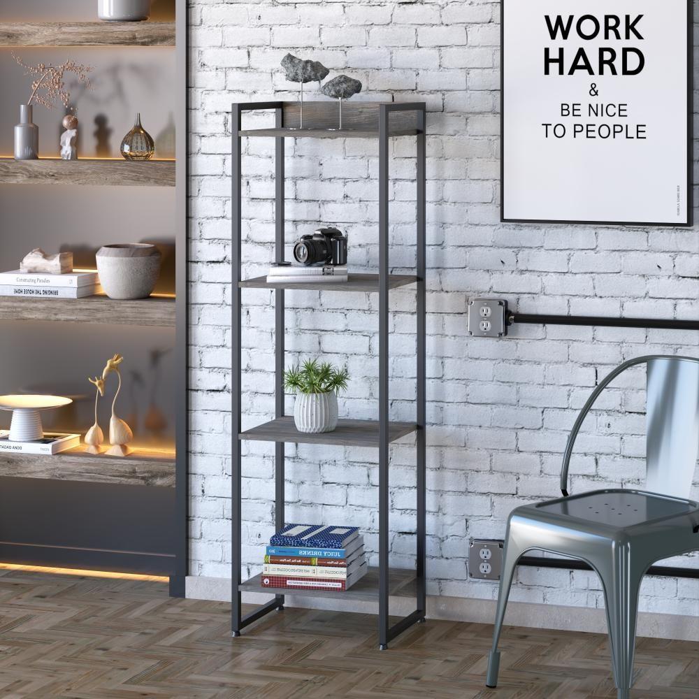 Estante Dynamica 45x30x146cm C/04 Prateleiras Carvalho Dark / Est.preta Carvalho Dark / Est.preta - 2