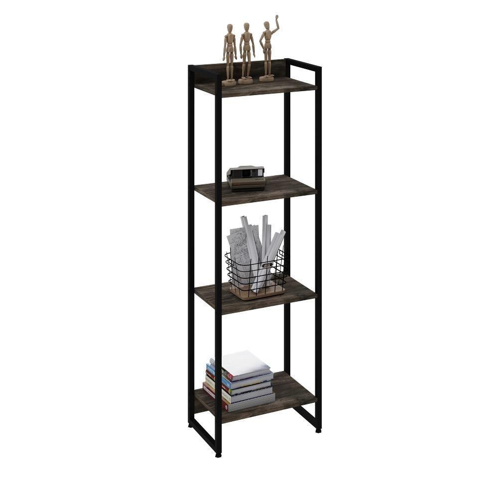 Estante Dynamica 45x30x146cm C/04 Prateleiras Carvalho Dark / Est.preta Carvalho Dark / Est.preta - 4